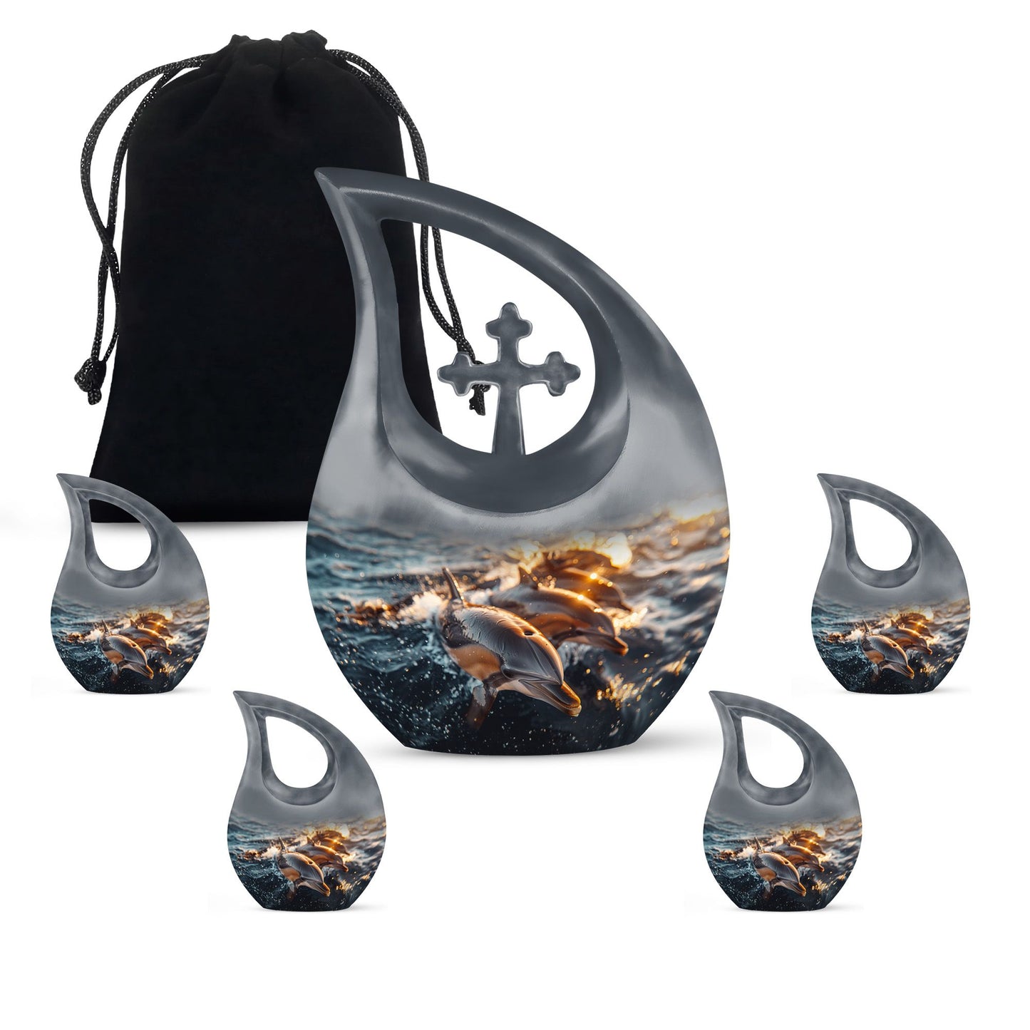 Personalized Dolphin Cremation Urn for Women - 10-inch, 200 cu in - Yatskia