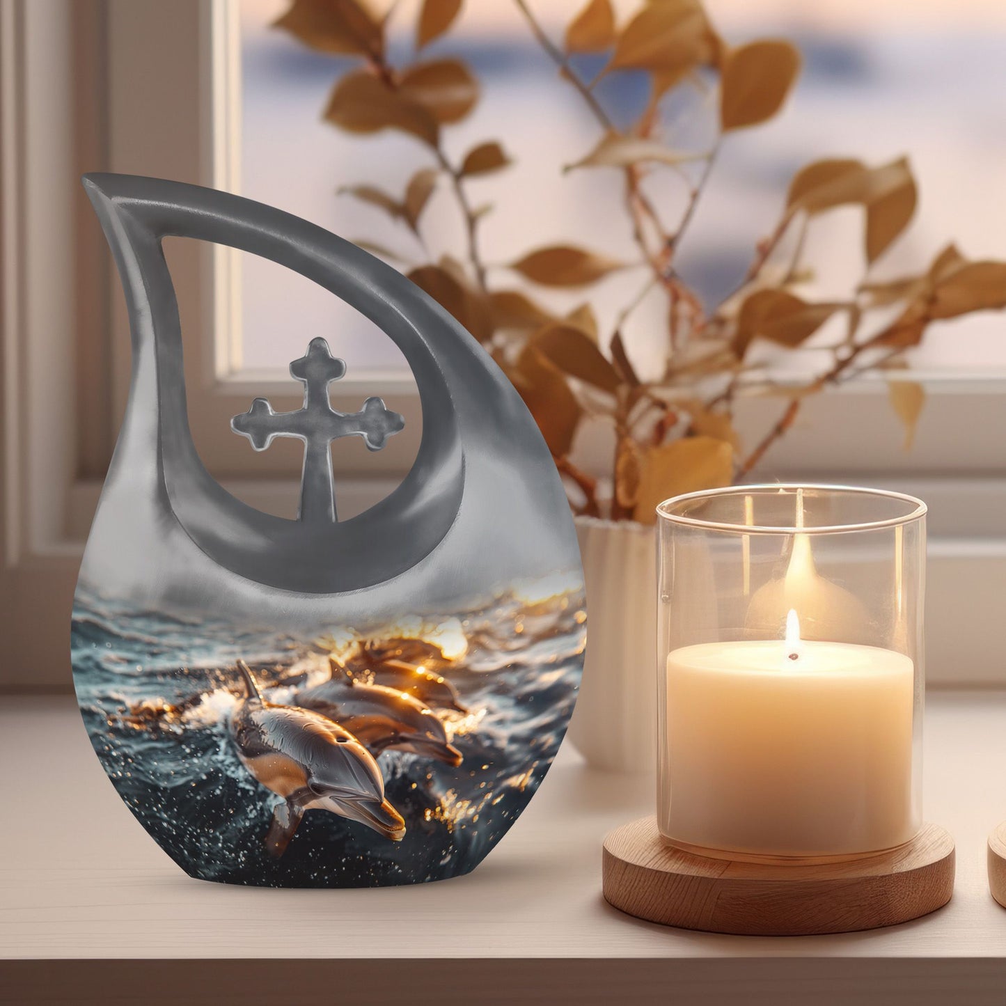 10-inch Sunset Dolphin Glide Urn 