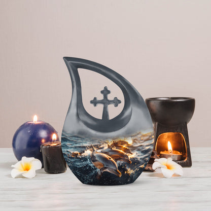 10-inch Sunset Dolphin Glide Urn 