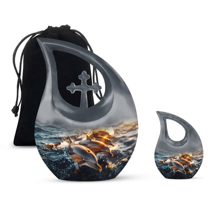 Personalized Dolphin Cremation Urn for Women - 10-inch, 200 cu in - Yatskia