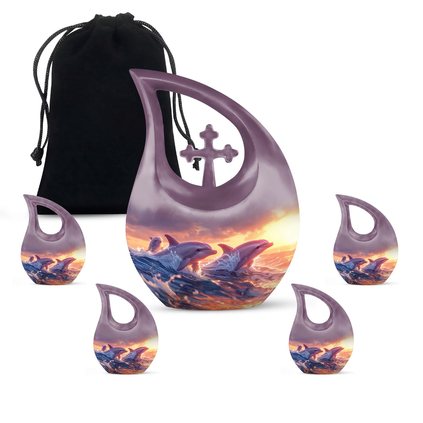 Personalized Dolphin Memorial Urn for Women - 10-inch, 200 cu in - Yatskia