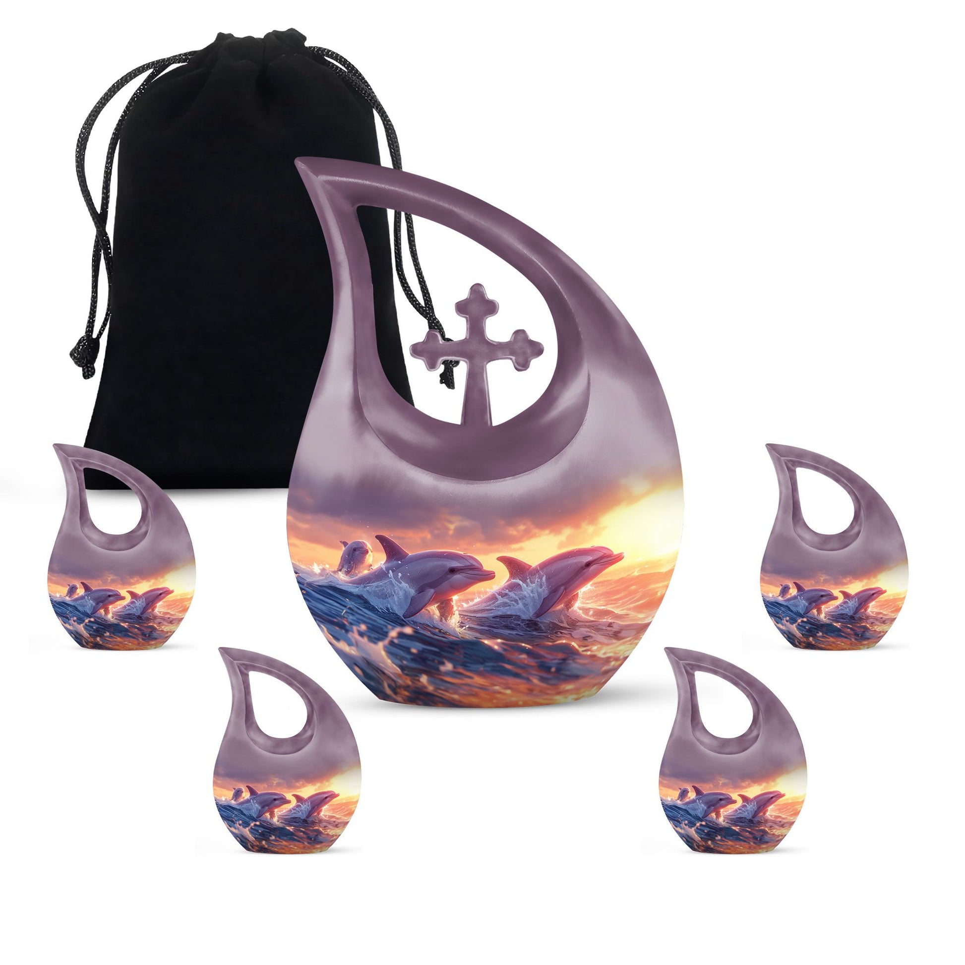 Sunset Dolphin Memorial Urn For Women - Large Urns For Adult Human Ashes