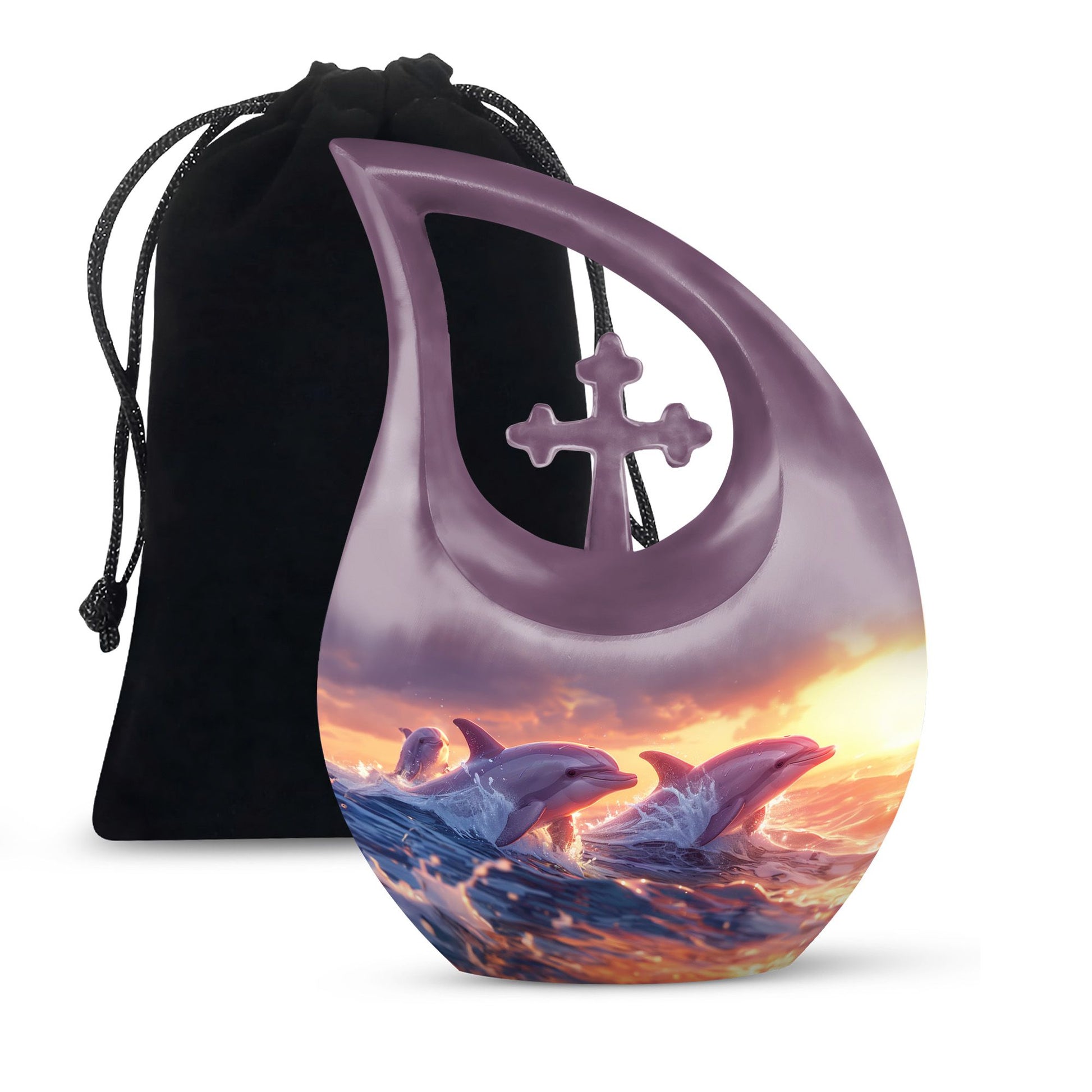 Sunset Dolphin Memorial Urn For Women - Large Urns For Adult Human Ashes