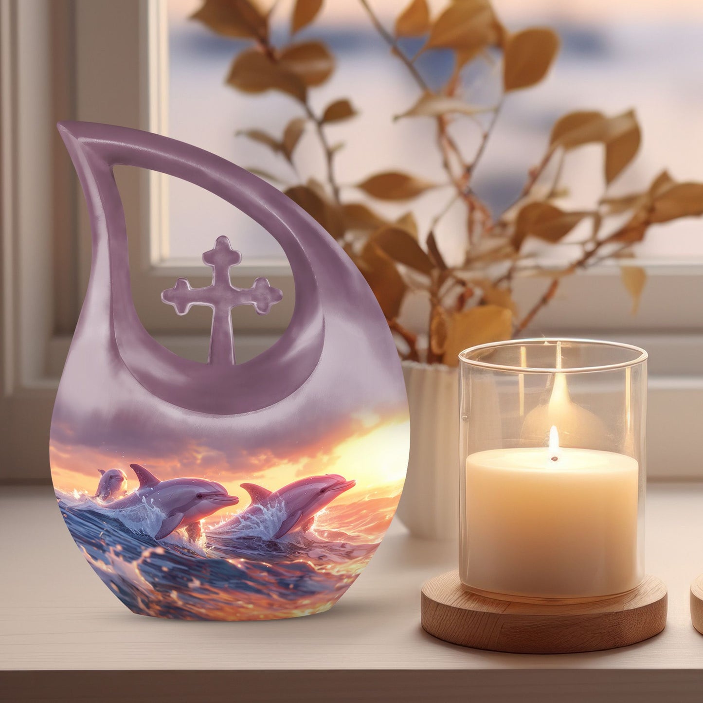 10-inch Sunset Dolphin Serenade Urn,