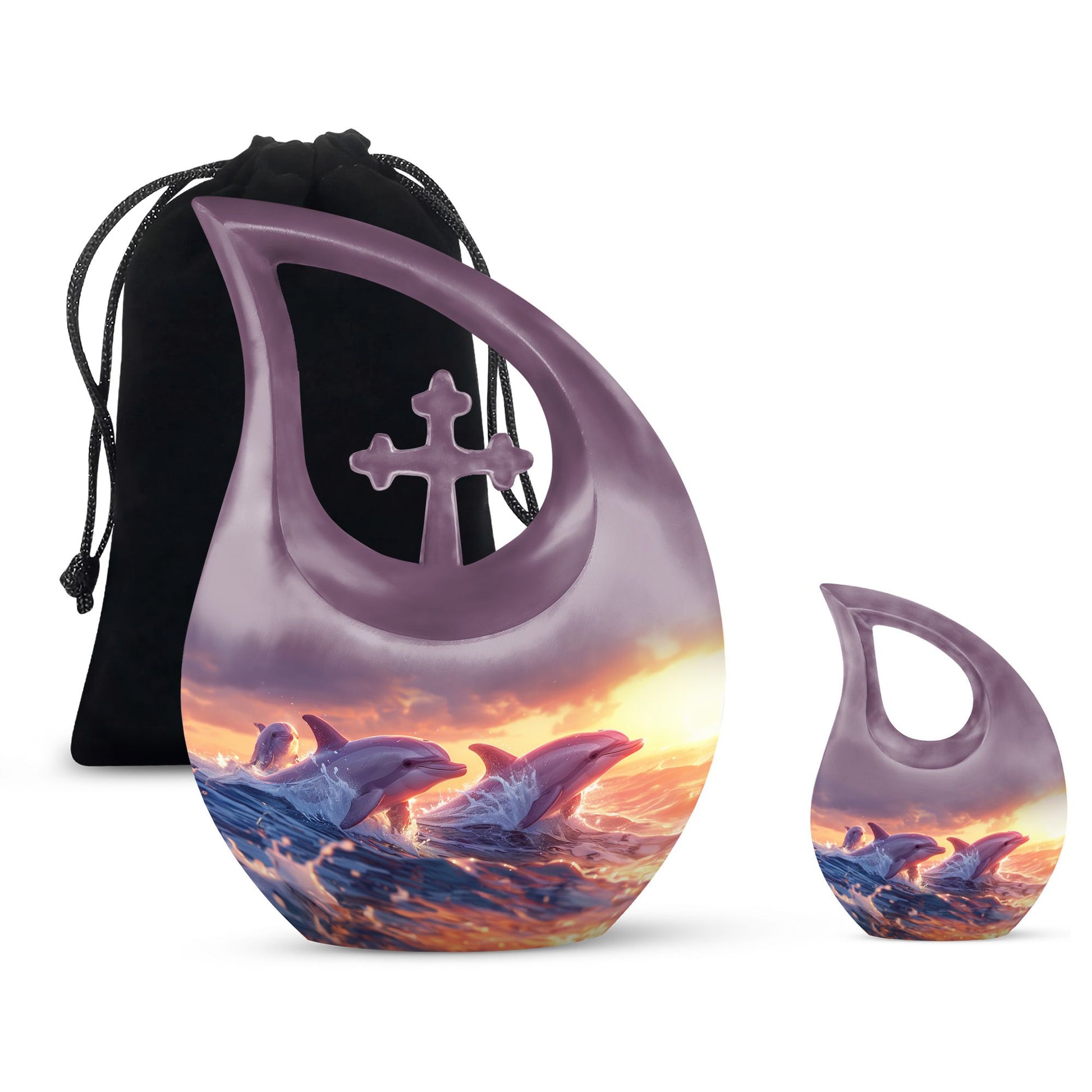 Sunset Dolphin Memorial Urn For Women - Large Urns For Adult Human Ashes