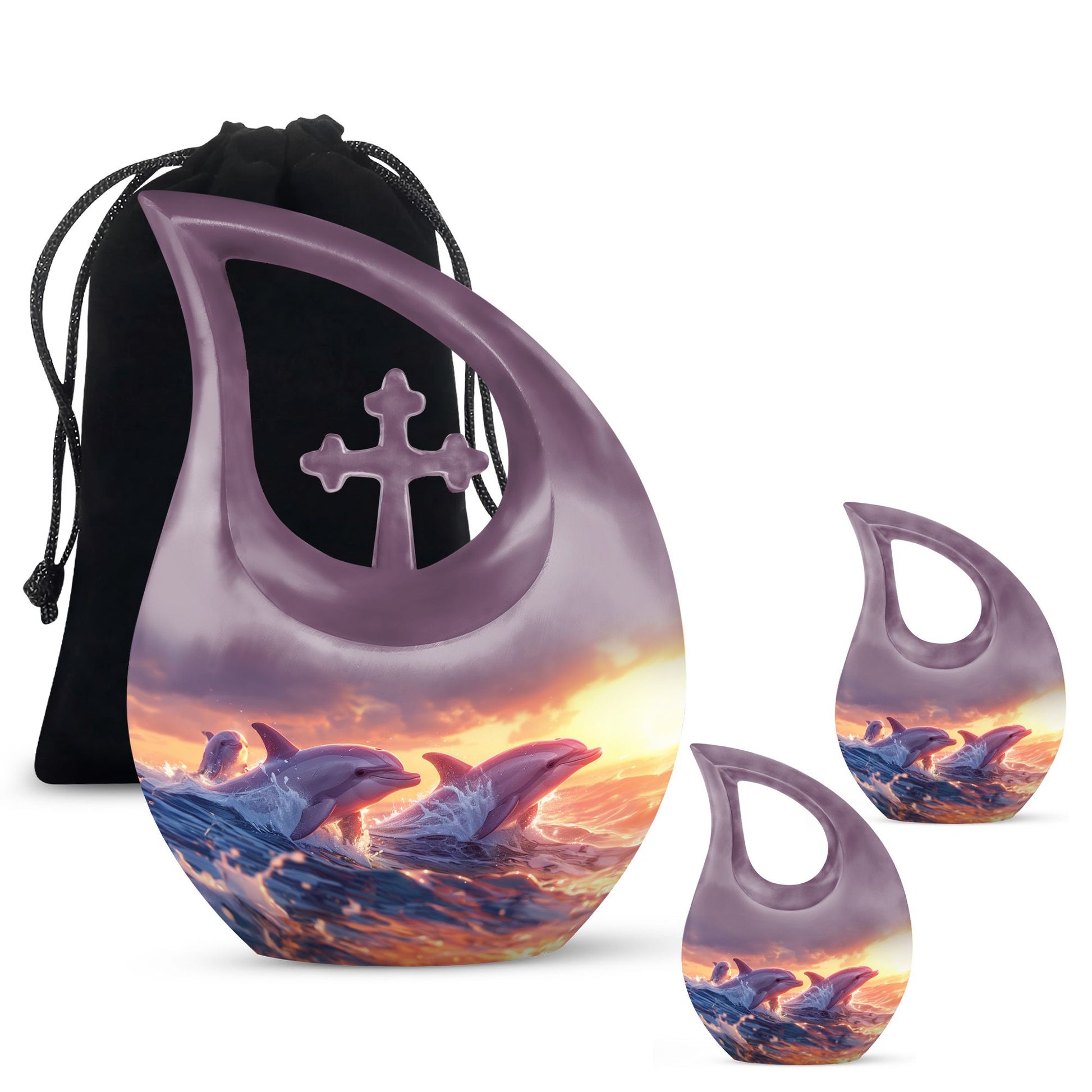 Sunset Dolphin Memorial Urn For Women - Large Urns For Adult Human Ashes