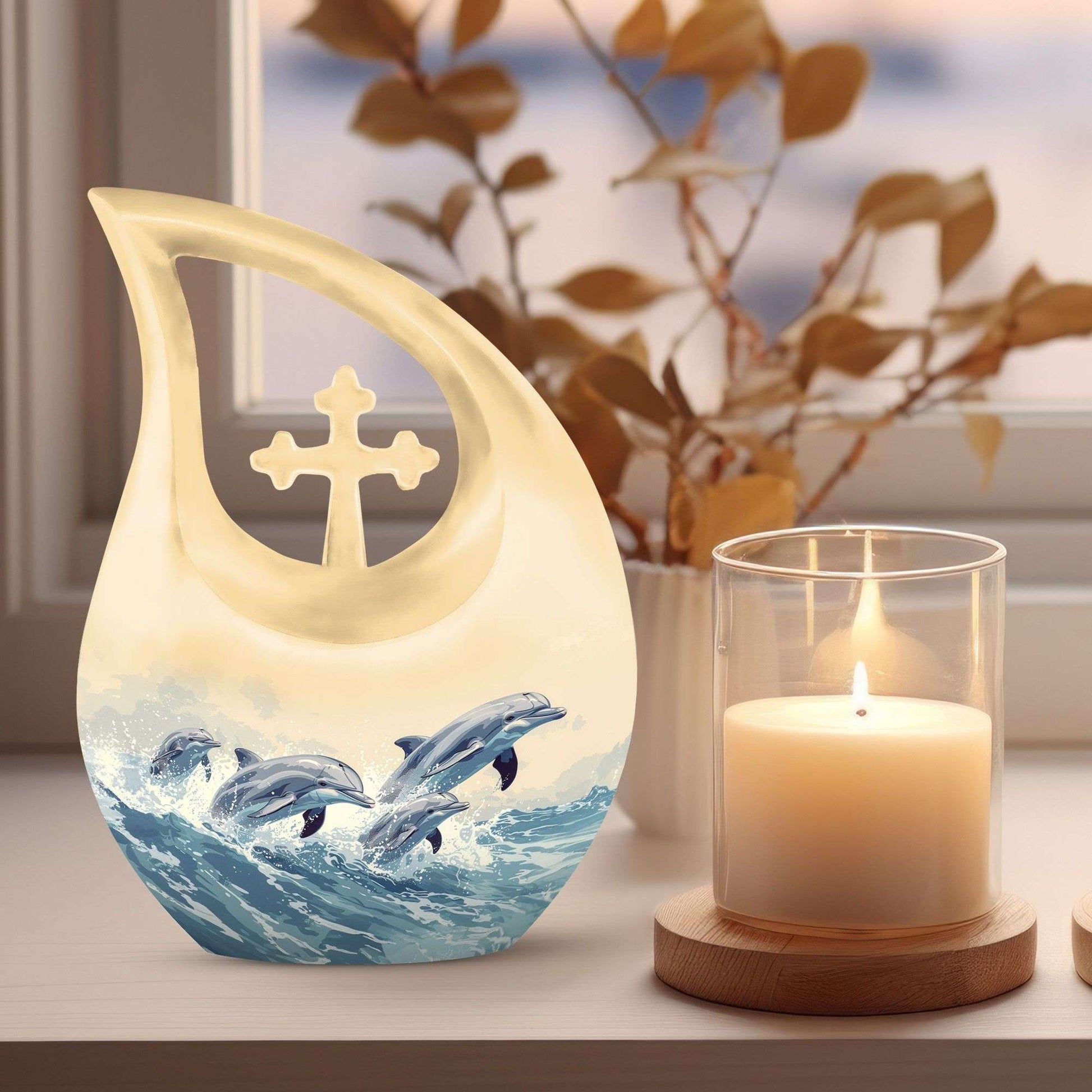 10-inch Seascape Dolphin Delight Urn 