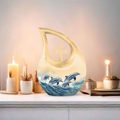 10-inch Seascape Dolphin Delight Urn 