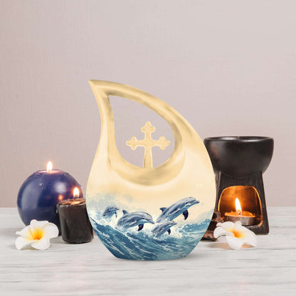 10-inch Seascape Dolphin Delight Urn 