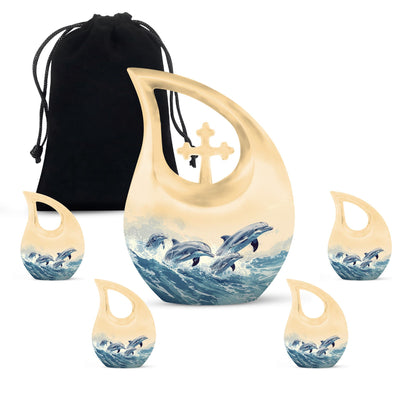 Personalized Dolphin Cremation Urn for Men & Women - 10-inch, 200 cu in - Yatskia