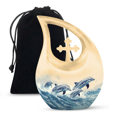 Personalized Dolphin Cremation Urn for Men & Women - 10-inch, 200 cu in - Yatskia