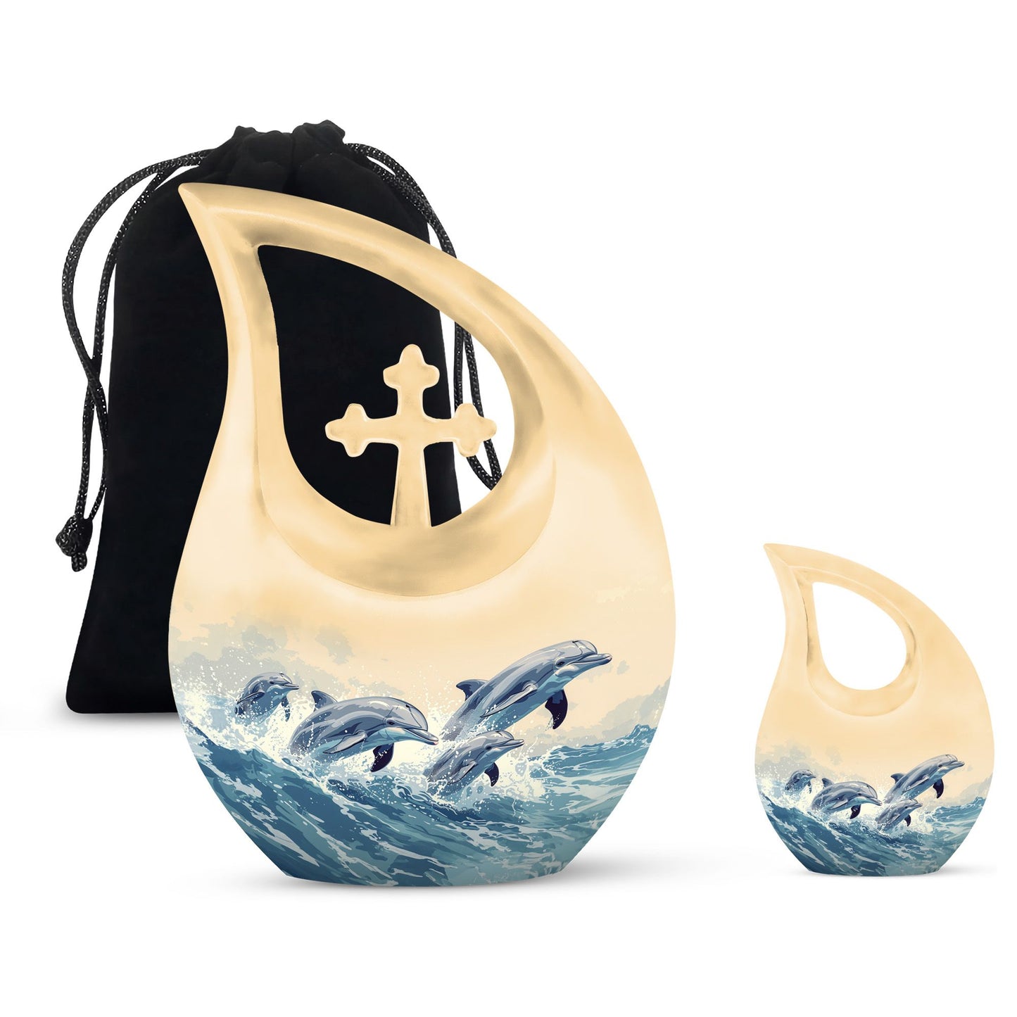 Personalized Dolphin Cremation Urn for Men & Women - 10-inch, 200 cu in - Yatskia