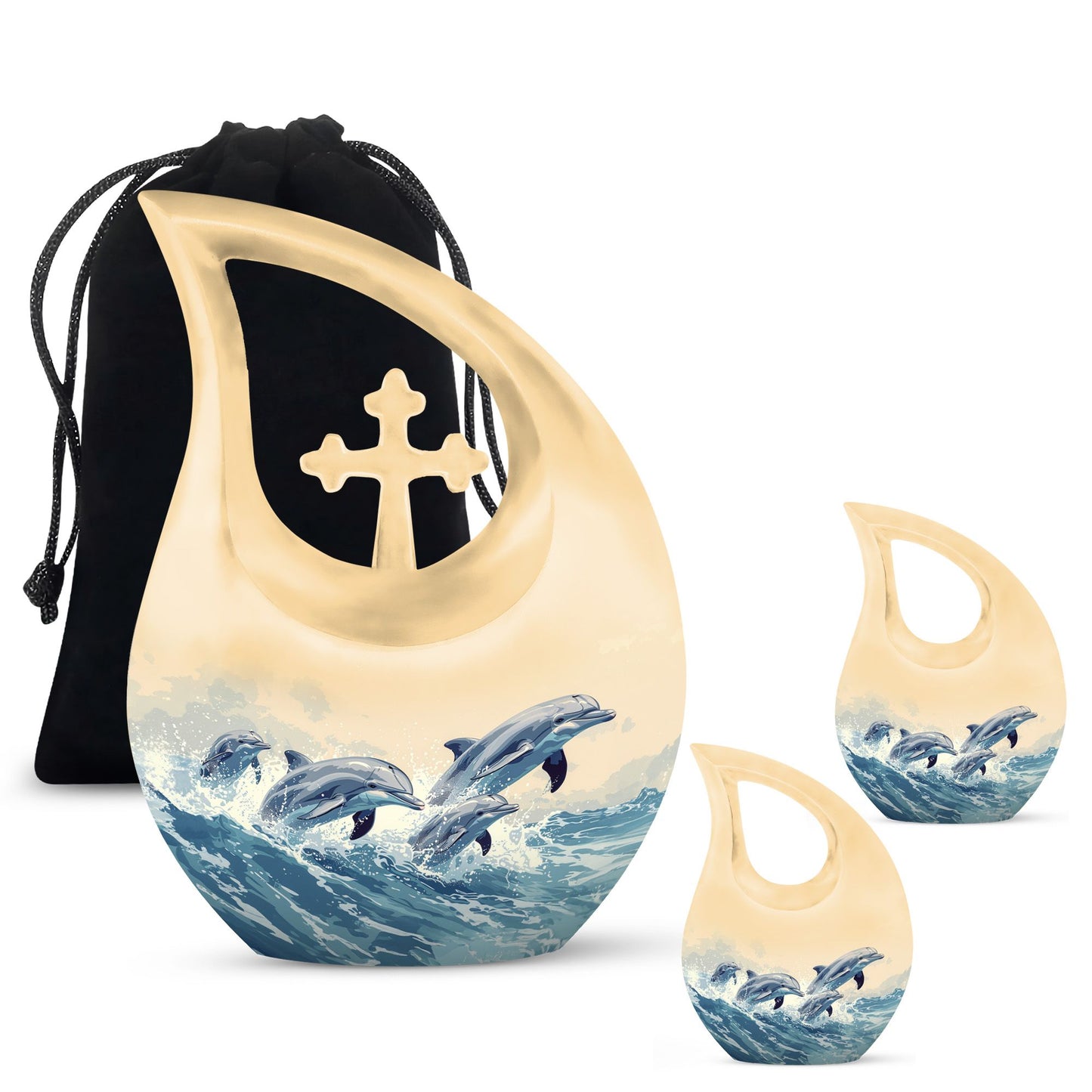 Personalized Dolphin Cremation Urn for Men & Women - 10-inch, 200 cu in - Yatskia