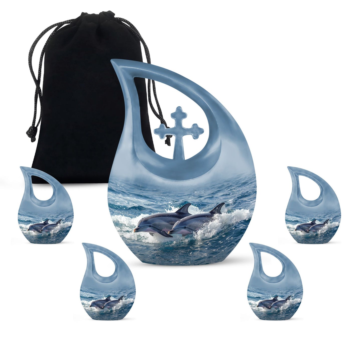 Personalized Dolphin Cremation Urn for Women - 10-inch, 200 cu in - Yatskia