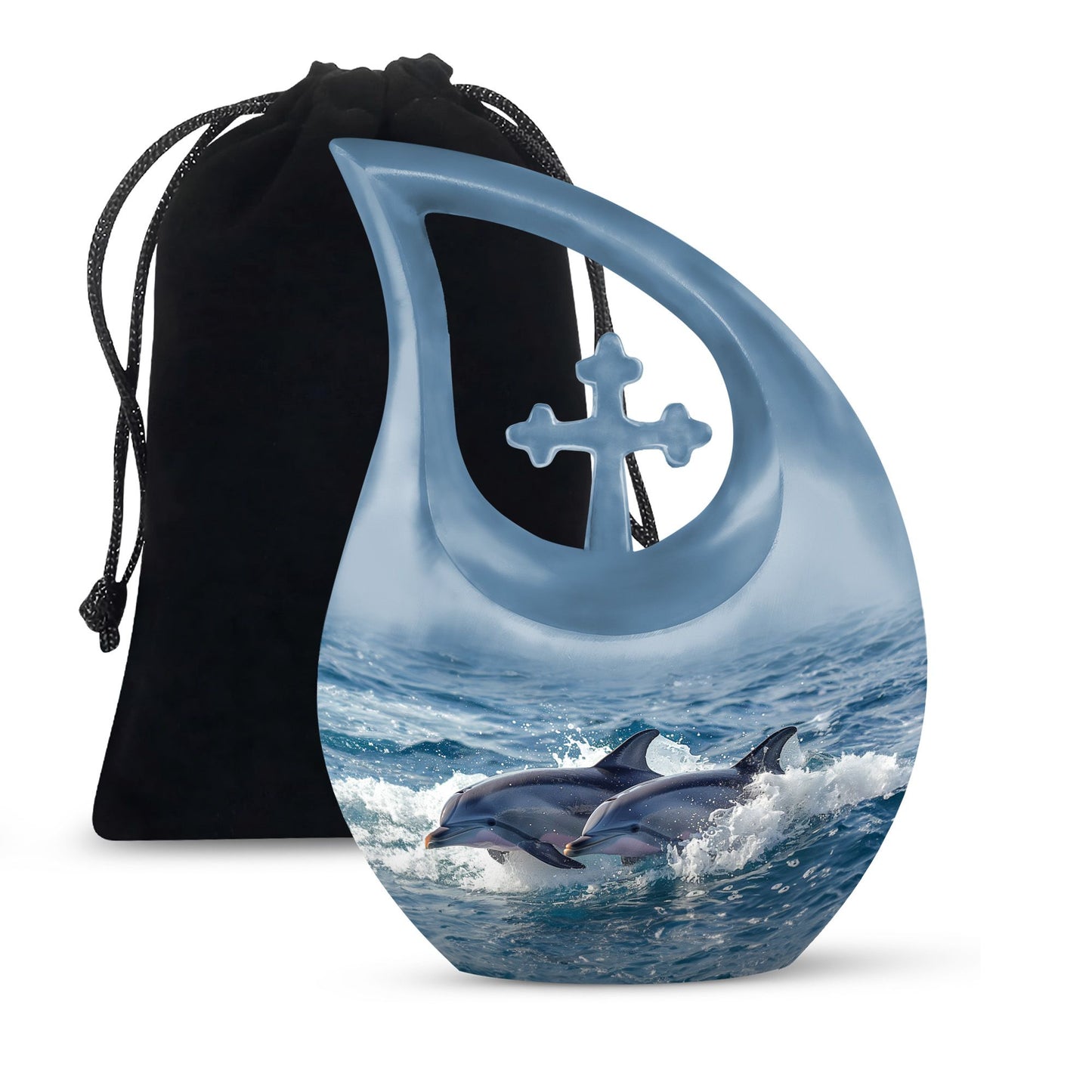 Personalized Dolphin Cremation Urn for Women - 10-inch, 200 cu in - Yatskia