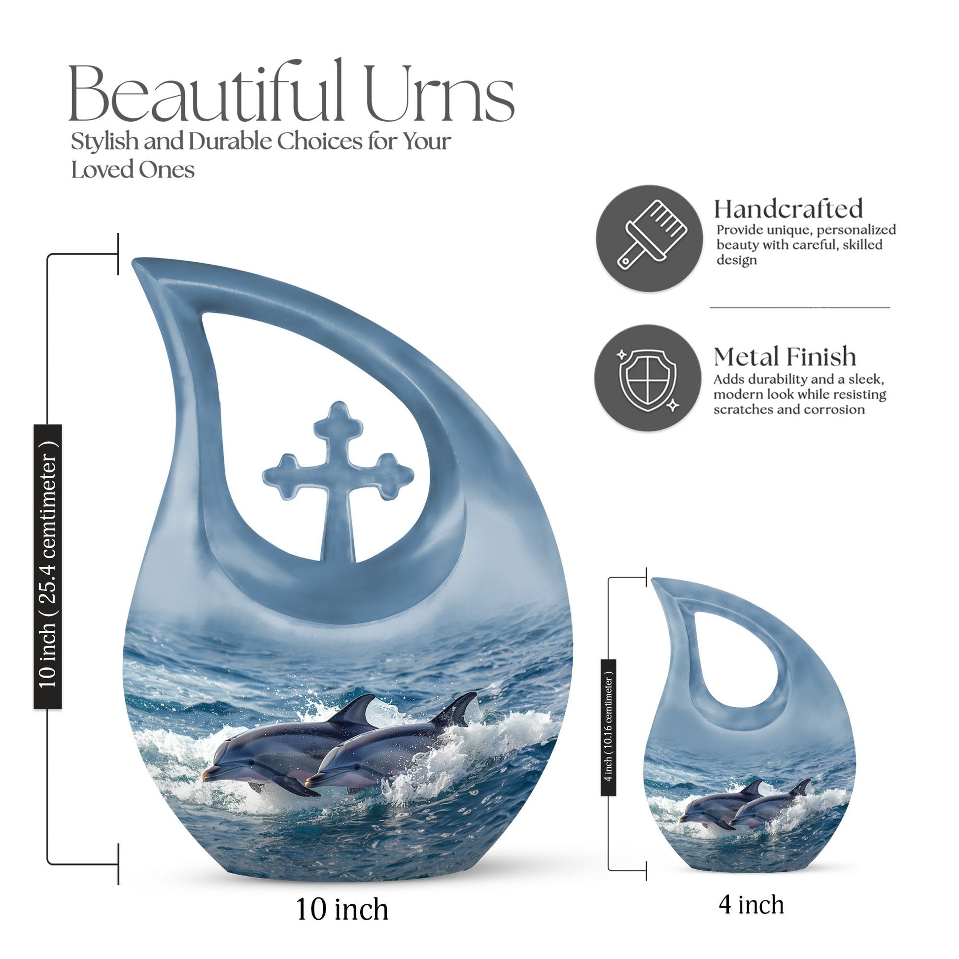 10-inch Dolphin Duo Dynamics Aluminum urn 