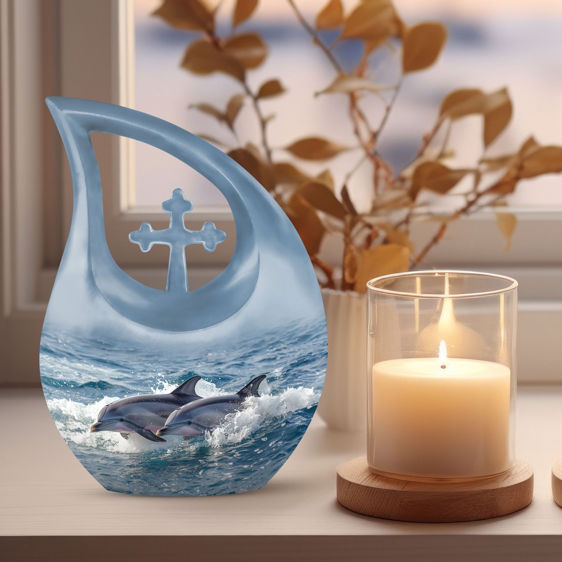 10-inch Dolphin Duo Dynamics Aluminum urn 