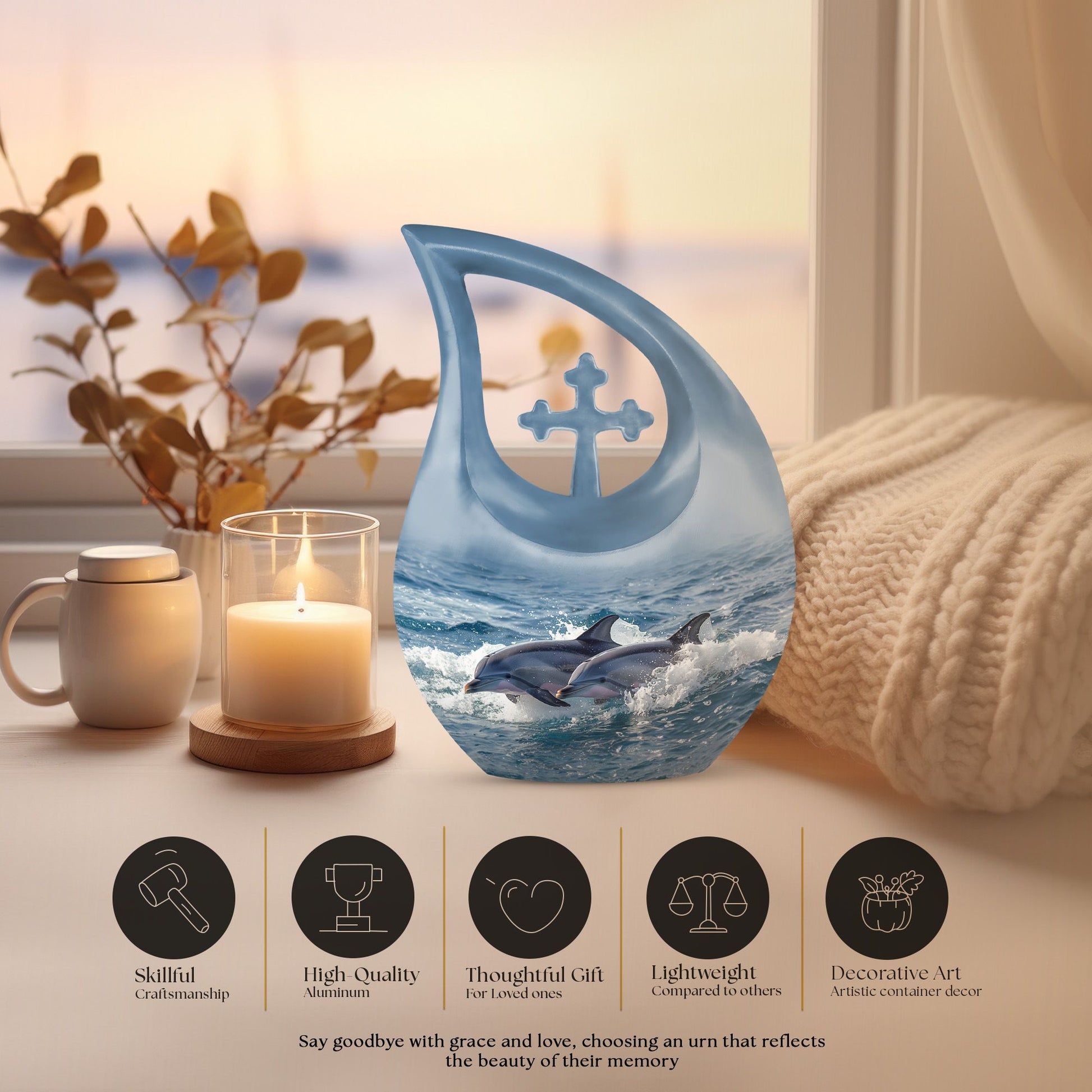 10-inch Dolphin Duo Dynamics Aluminum urn 