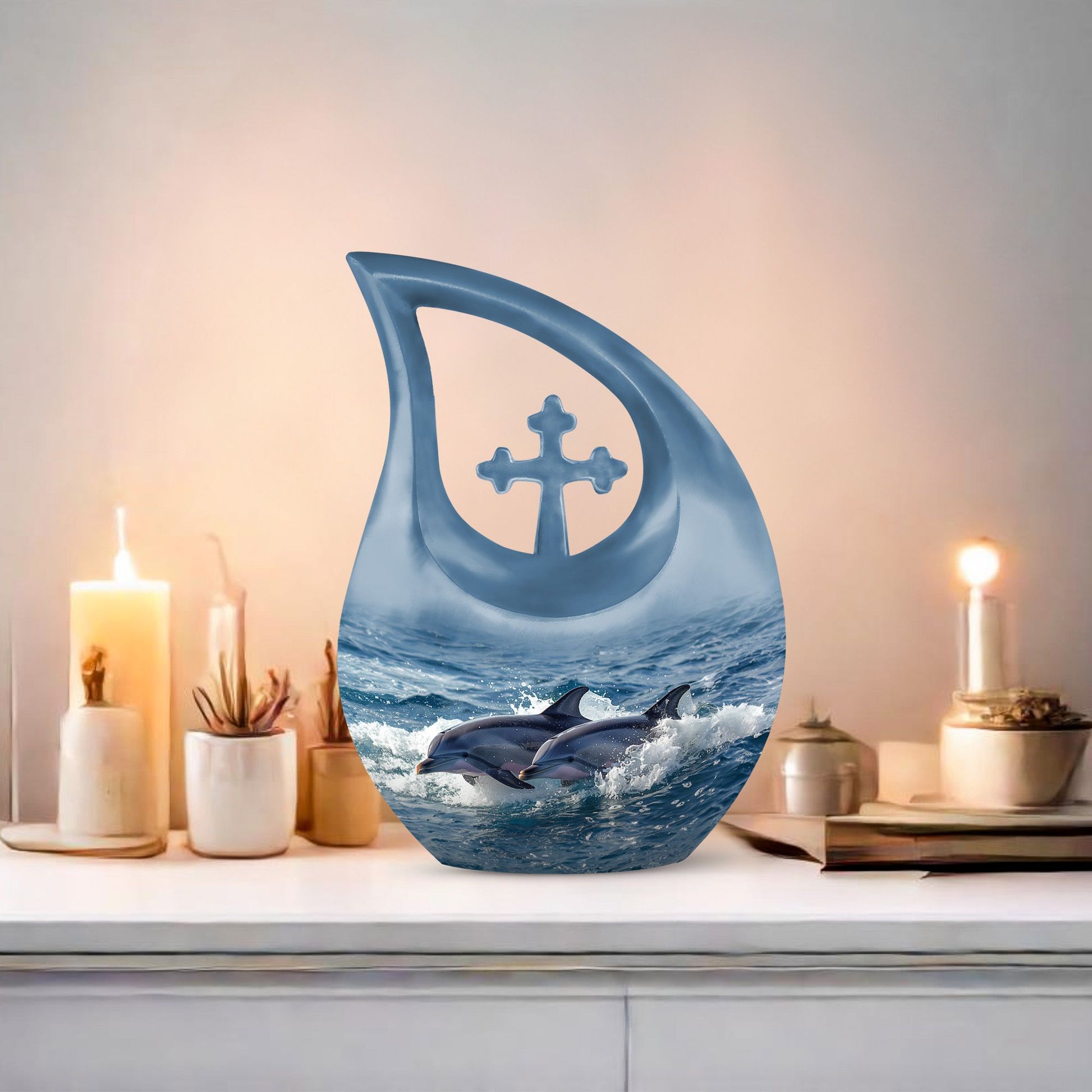 10-inch Dolphin Duo Dynamics Aluminum urn 