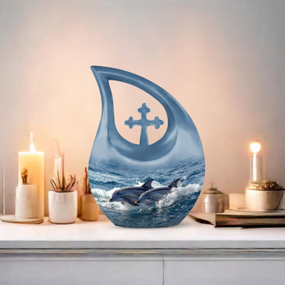 10-inch Dolphin Duo Dynamics Aluminum urn 