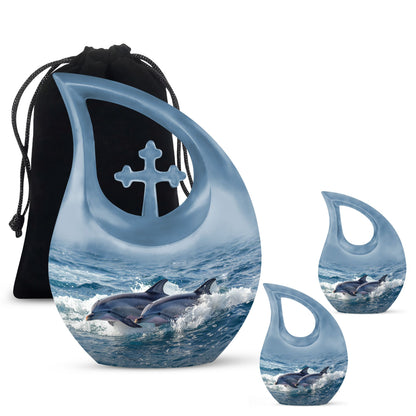 Personalized Dolphin Cremation Urn for Women - 10-inch, 200 cu in - Yatskia