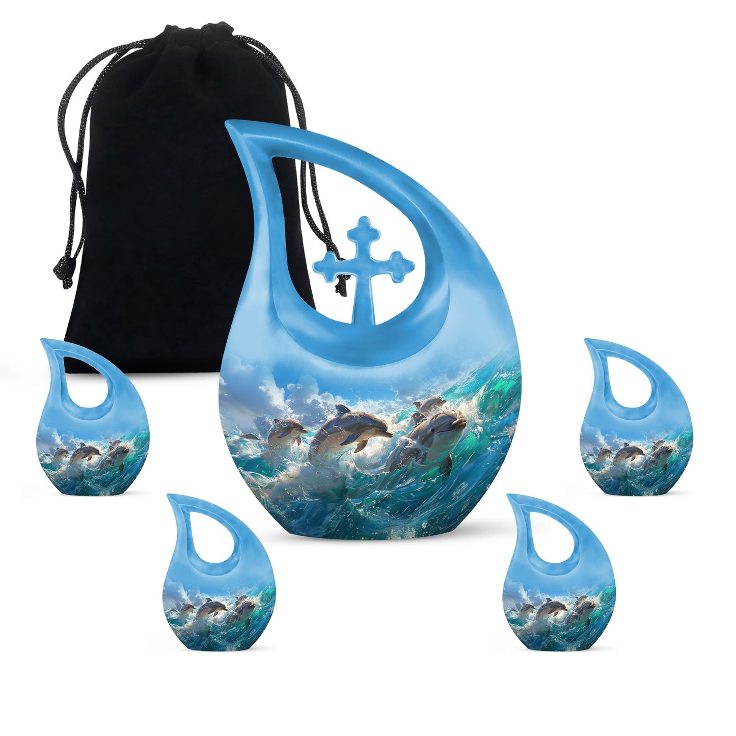 Personalized Dolphin Cremation Urn for Human Ashes - 10-inch, 200 cu in - Yatskia