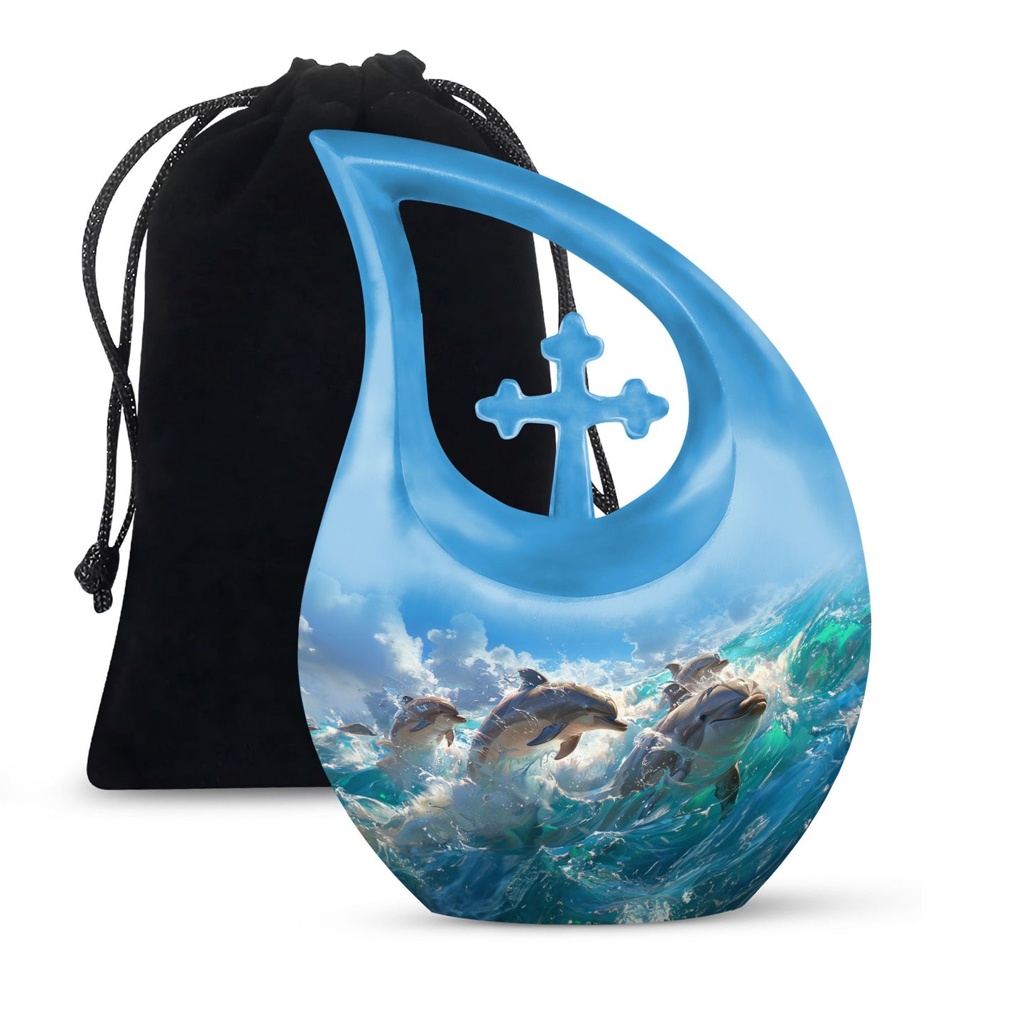 Personalized Dolphin Cremation Urn for Human Ashes - 10-inch, 200 cu in - Yatskia