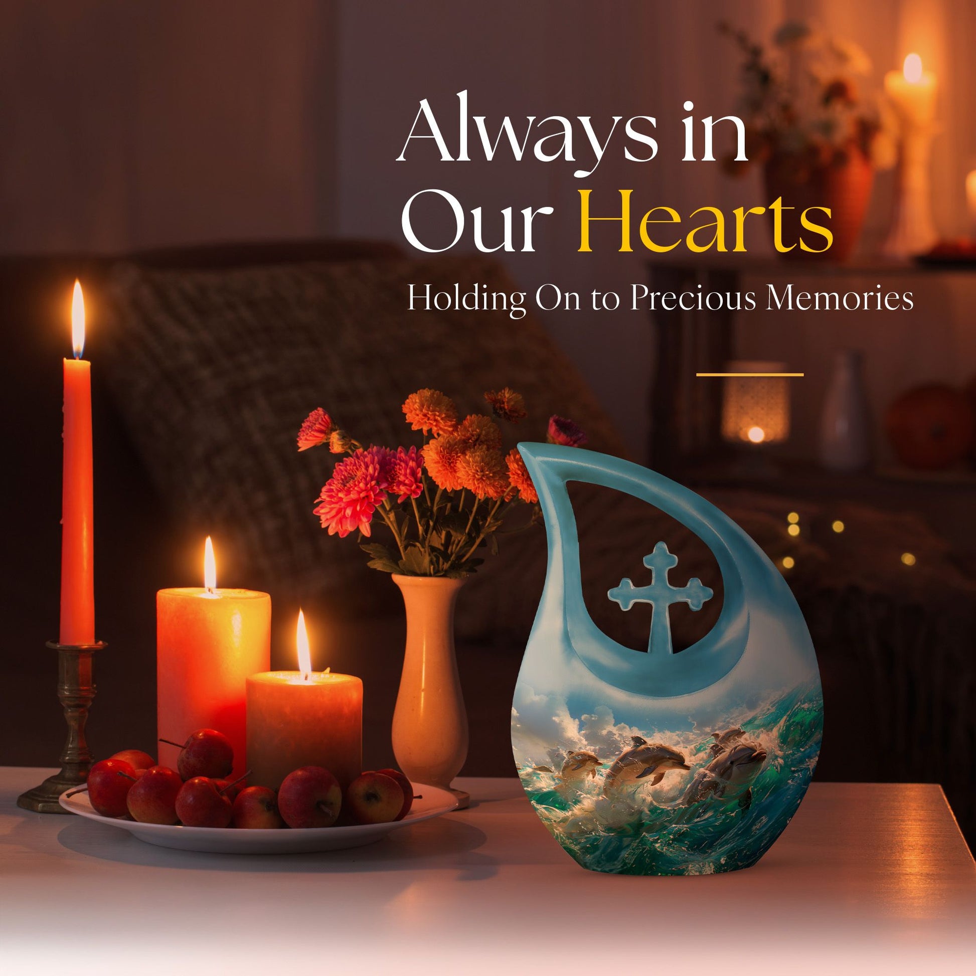 10-inch Joyful Dolphin Pod Urn 