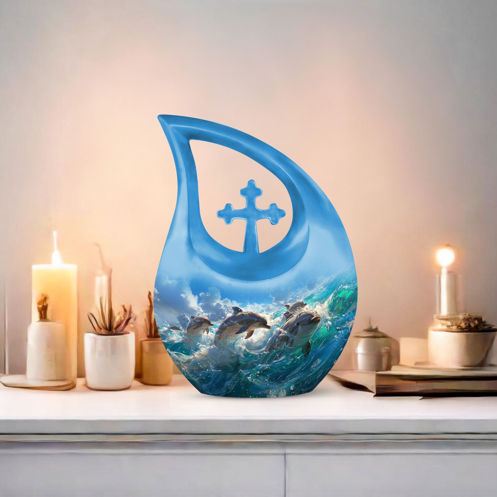 10-inch Joyful Dolphin Pod Urn 