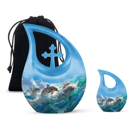 Personalized Dolphin Cremation Urn for Human Ashes - 10-inch, 200 cu in - Yatskia