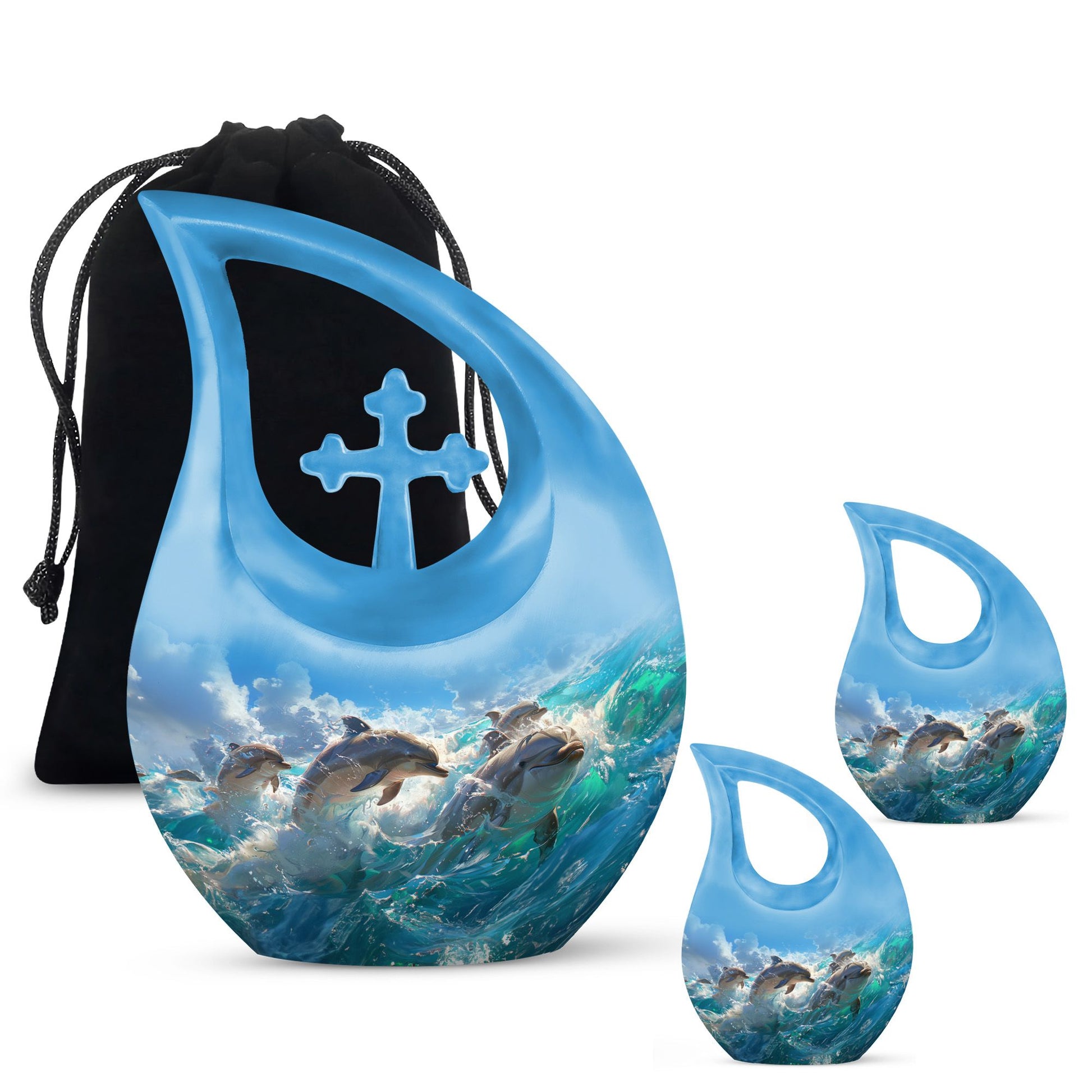 Joyful Dolphins Famiy Urn For Cremation - Funeral Urn for Loved Ones