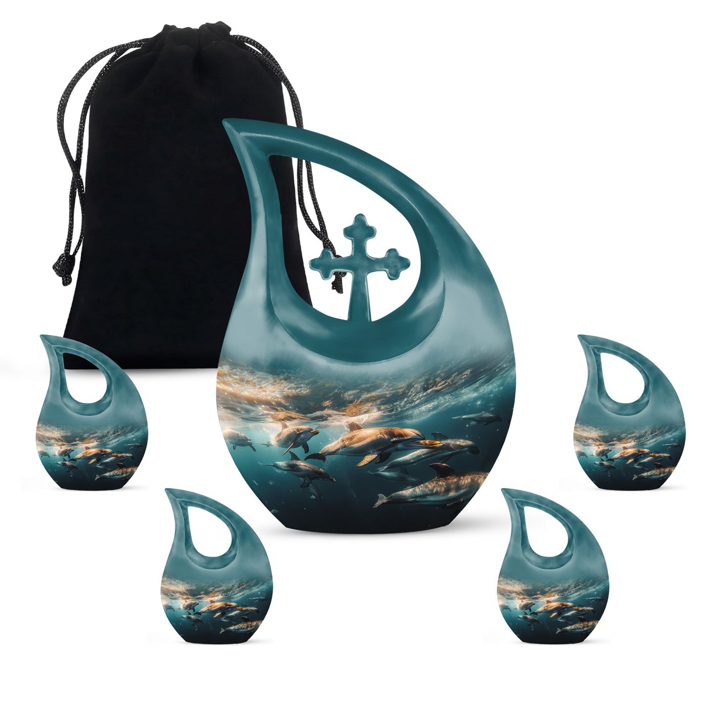 10-inch Underwater Dolphin Symphony Urn, 
