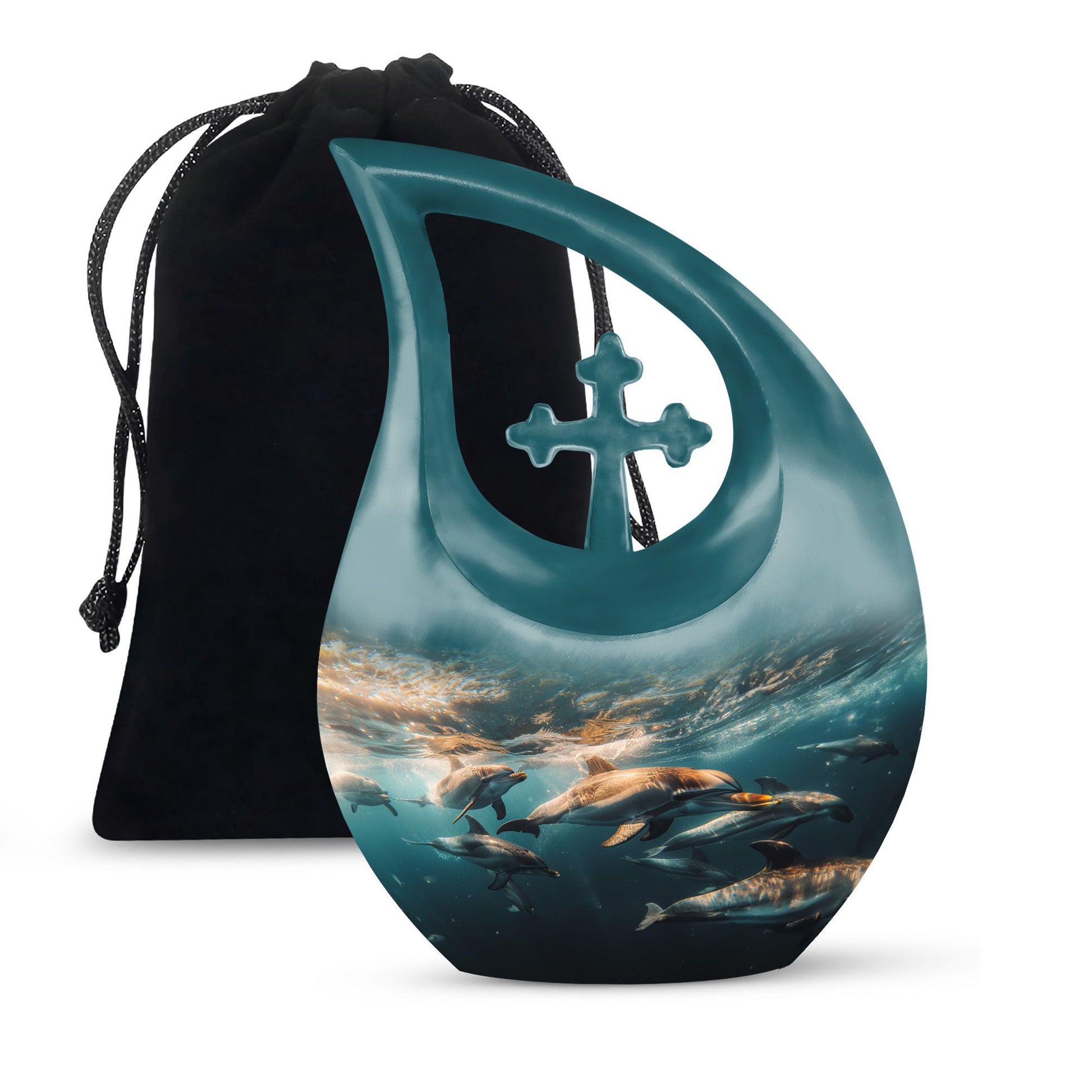 Underwater Dolphin Family Urn For Memorial - Human Ashes Container