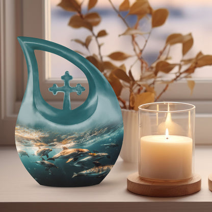 10-inch Underwater Dolphin Symphony Urn, 