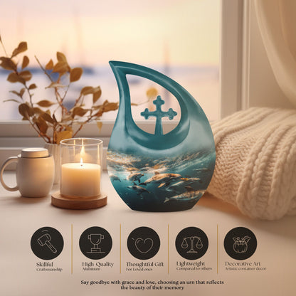 10-inch Underwater Dolphin Symphony Urn, 