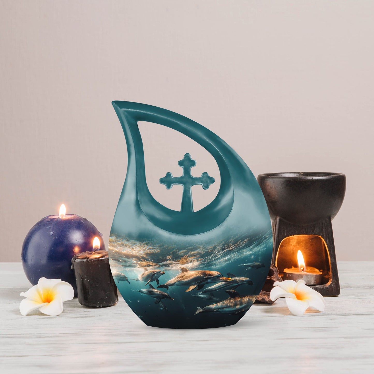 10-inch Underwater Dolphin Symphony Urn, 