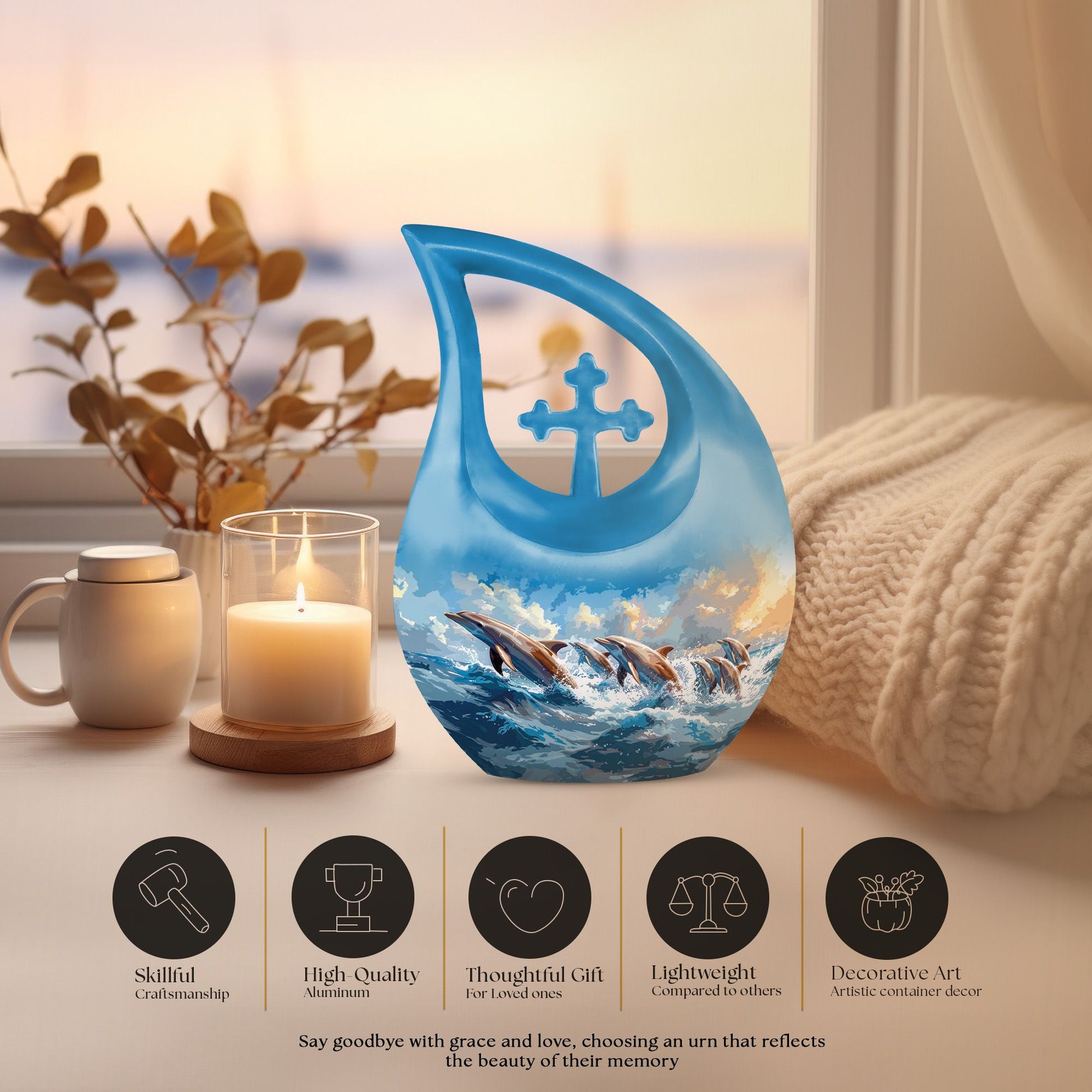 Skyward Dolphin Leap Urn, 