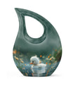 Dewy Dawn Duckling themed, Cross Drop designed aluminium urn