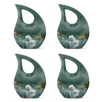 Dewy Dawn Duckling themed, Cross Drop designed aluminium urn