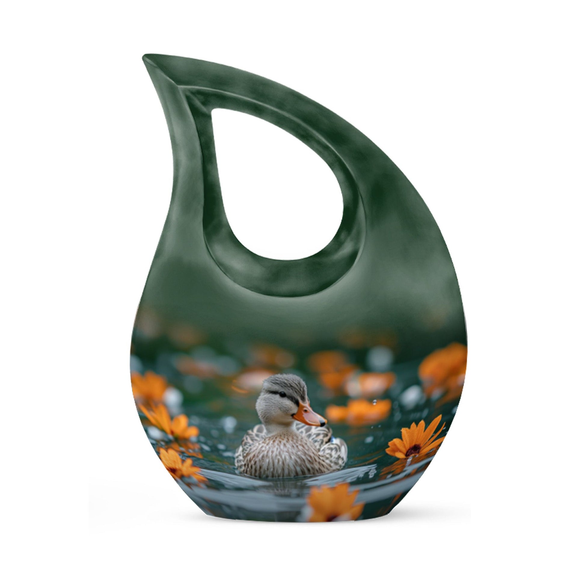 10-inch Floral Duck Reflection Cross Drop Urn 