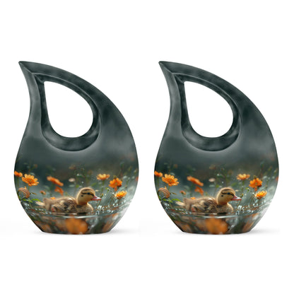 Personalized Flower Memorial Urn for Women - 10-inch, 200 cu in - Yatskia