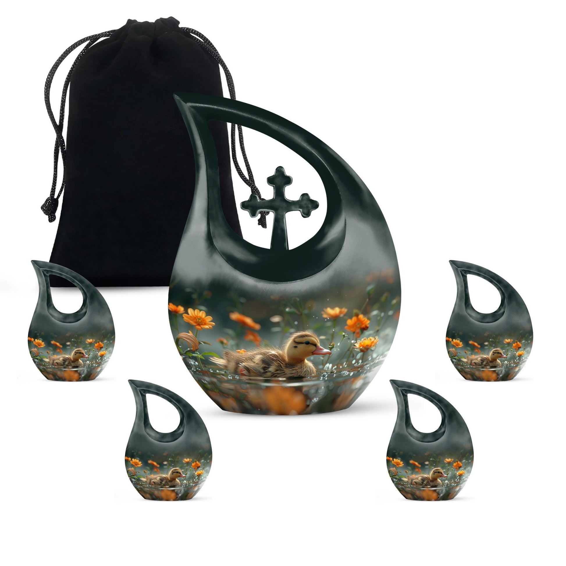 10-inch Dawn Flower Duckling Urn 