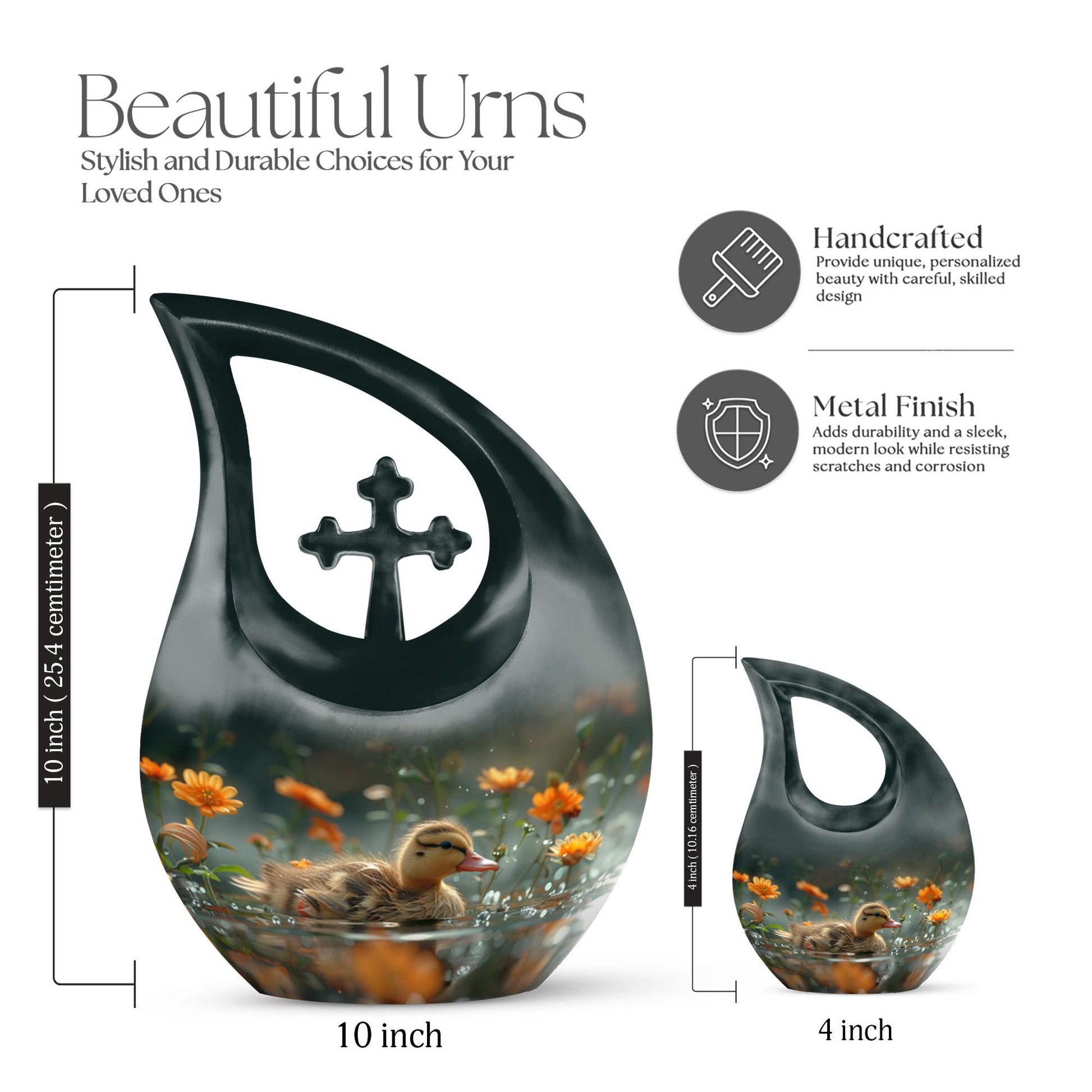 10-inch Dawn Flower Duckling Urn 