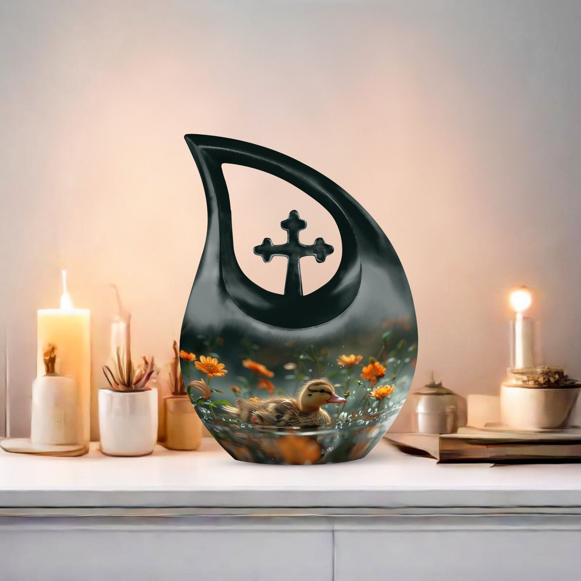 10-inch Dawn Flower Duckling Urn 