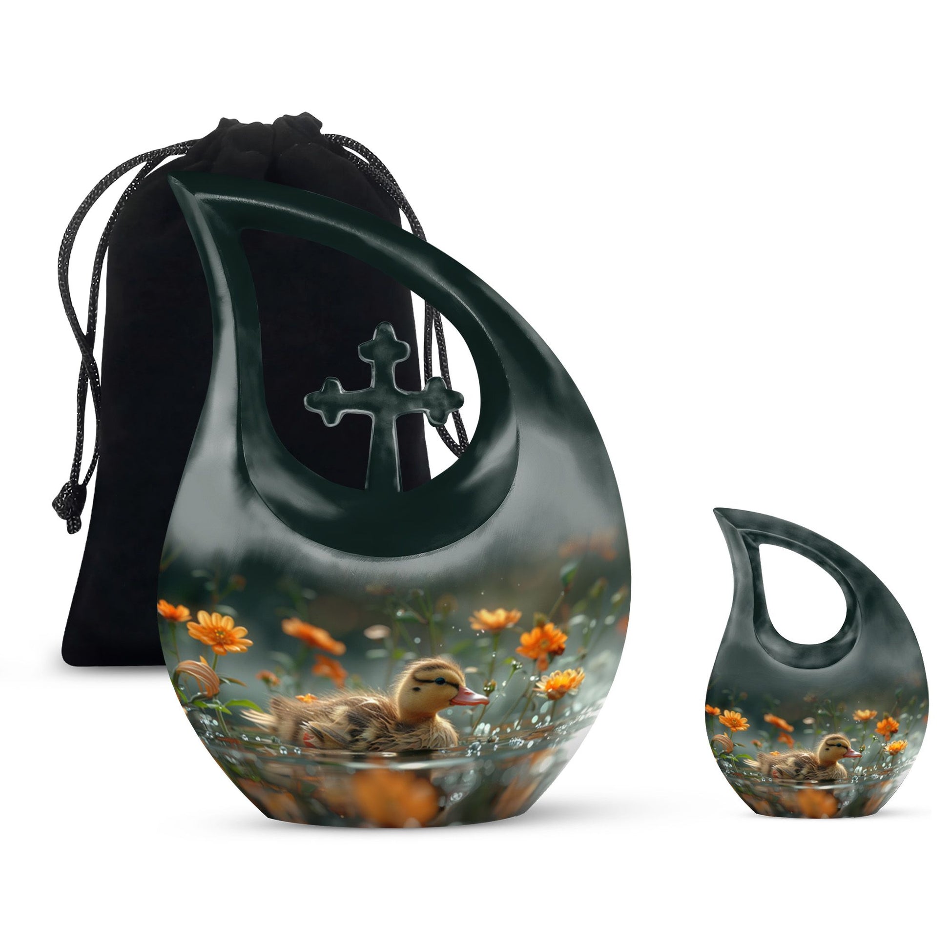 10-inch Dawn Flower Duckling Urn 