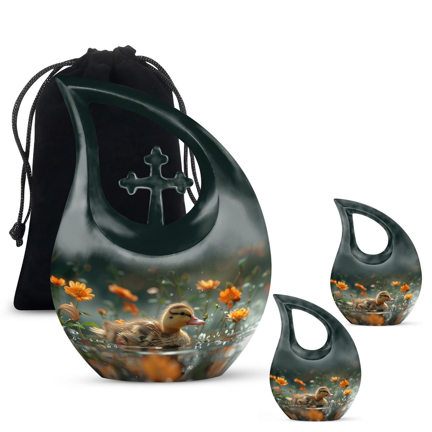 10-inch Dawn Flower Duckling Urn 