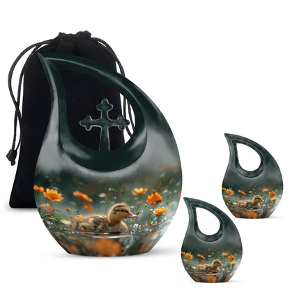 10-inch Dawn Flower Duckling Urn 