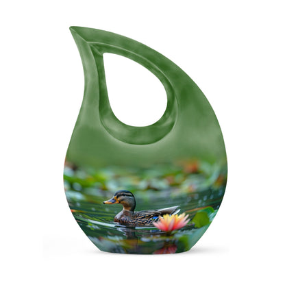 Green Personalized Bird Cremation Urn for Men & Women - 10-inch, 200 cu in - Yatskia