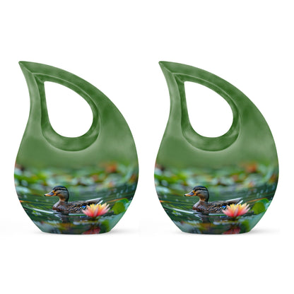 Green Personalized Bird Cremation Urn for Men & Women - 10-inch, 200 cu in - Yatskia