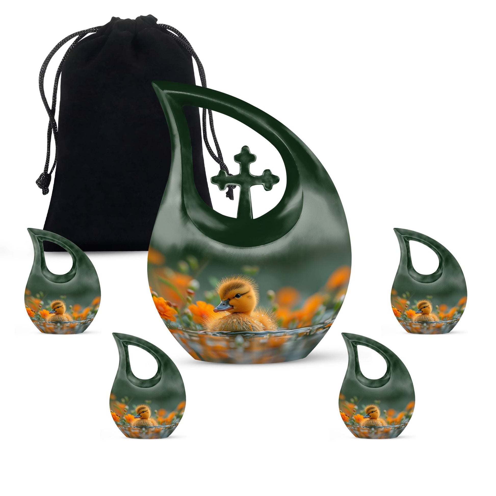 Golden Duckling Memorial Urn Set - Duck Cremation Urn For Ashes